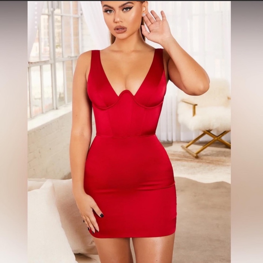 Oh Polly Red Satin Dress